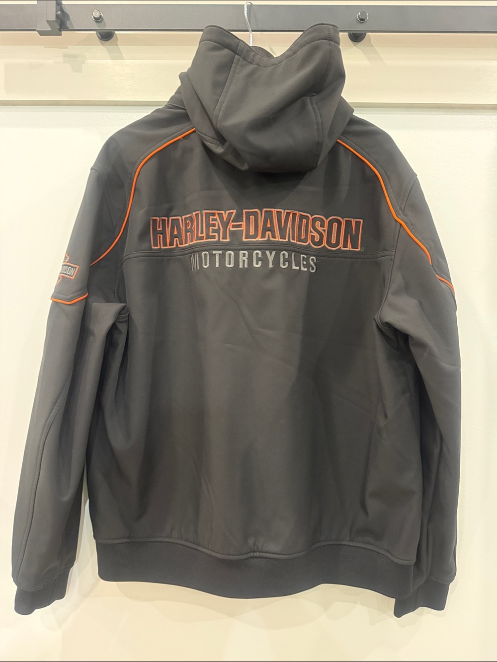 Harley-Davidson Black Hooded Jacket with Orange Trim - Picture 2 of 5